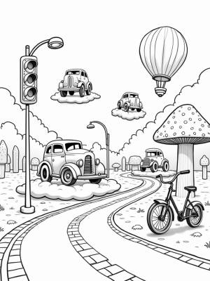 Floating Vintage Cars and a Rainbow Road