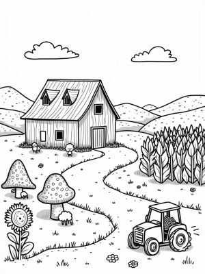 Giant Carrot Barn and Playful Farm Animals