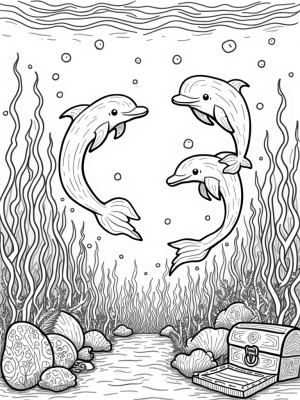 Underwater Garden with Playful Dolphins