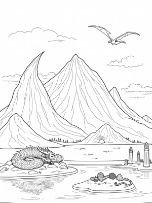 Majestic Mountain Landscape with a Slumbering Dragon