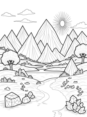 Triangular Mountain Landscape with Shimmering Lake