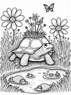 Giant Tortoise in a Magical Garden