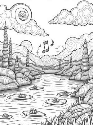Musical Clouds and Twisted Trees Landscape