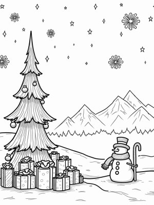 Giant Snowflakes and a Cheerful Snowman in a Winter Wonderland