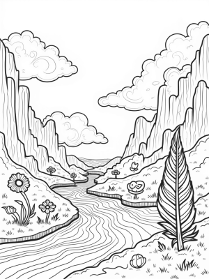 Oversized Flowers and a Winding Ink River