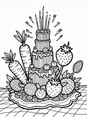 Giant Fruits and Festive Desserts in a Garden