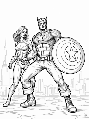 Captain America and Black Widow in Action