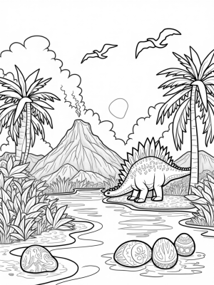 Stegosaurus in a Prehistoric Jungle