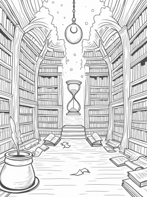 Enchanting Wizarding Library with Floating Spellbooks