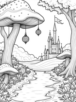 Magical Mushroom Archway in a Forest Clearing