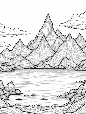 Dragon-Shaped Mountain Range with Crystal Lake