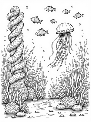 Underwater Garden with Sea Anemones and Coral Castle