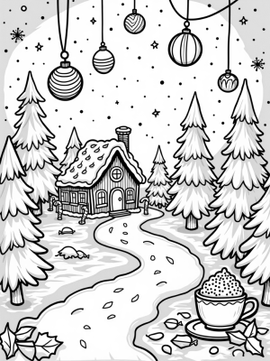Gingerbread House in a Candy Cane Forest