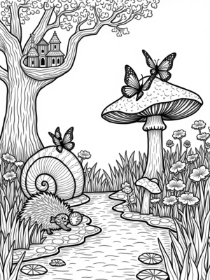 Majestic Butterflies and a Curious Hedgehog in a Garden