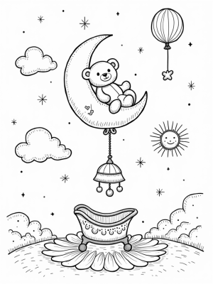 Floating Nursery with Teddy Bear and Moon