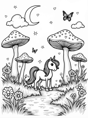 Rainbow-Maned Pony by a Sparkling Stream