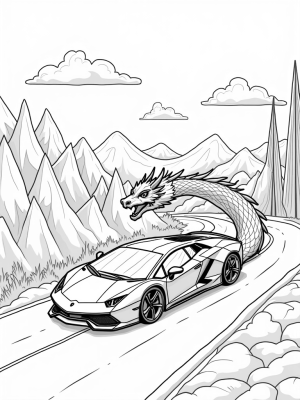 Futuristic Dragon Lamborghini on a Mountain Road