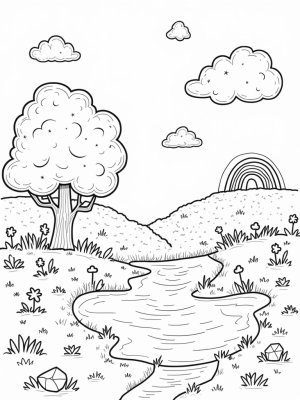 Pony-Shaped Clouds in a Colorful Meadow