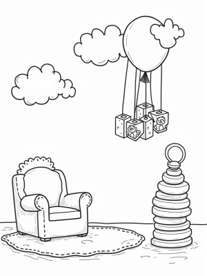 Floating Baby Blocks and Cozy Nursery in the Sky