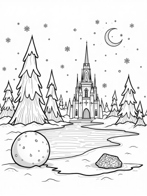 Majestic Ice Castle in a Frozen Forest