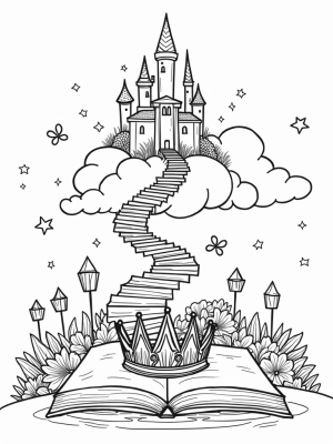 Castle in the Clouds with a Garden of Flowers