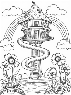 Floating Dreamhouse with a Cupcake Slide