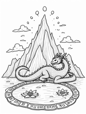 Dragon Coiled Around a Crystal Mountain