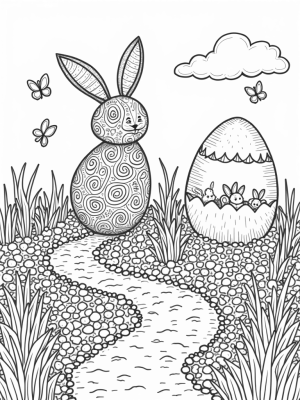 Garden of Giant Eggs and Bunnies
