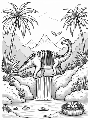 Dinosaur Fossil in a Prehistoric Jungle