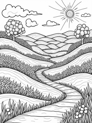 Fabric Hills and Button Sun