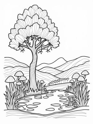 Spiral Tree and Tranquil Pond