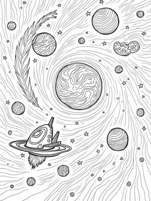 Swirling Galaxy with Planets and a Comet
