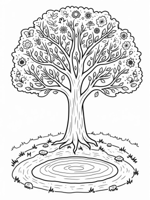 The Four Seasons Tree with Seasonal Symbols
