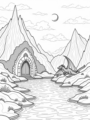 Mystical Dragon Lair with Majestic Guardian