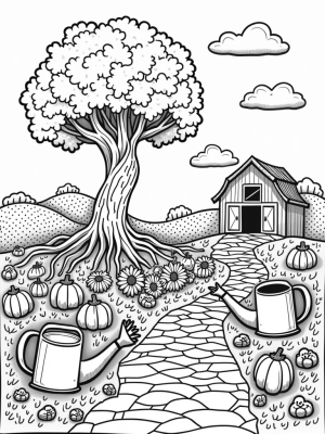 Giant Carrot Tree Farm Scene