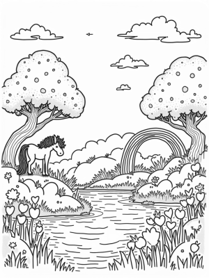 Oversized Ponies and a Rainbow Waterfall in a Magical Meadow