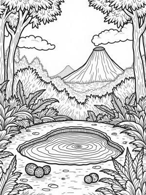 Prehistoric Jungle with Dinosaur Footprint and Pterodactyl Feathers
