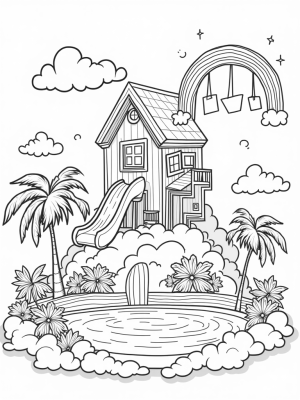 Dreamhouse on Clouds with a Pink High Heel Slide