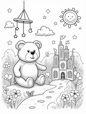 Giant Teddy Bear in a Dreamy Nursery Setting