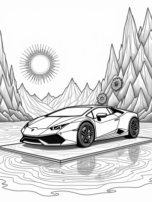 Futuristic Lamborghini on a Floating Platform