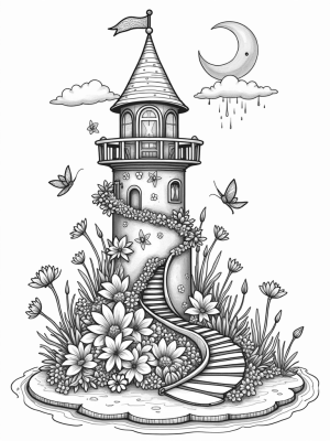 Colorful Gemstone Tower in an Enchanted Forest