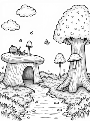 Forest Creatures Gathering Around a Tree Stump
