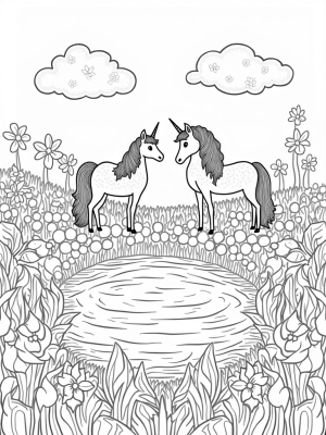 Candy Cane Flowers and Majestic Ponies in a Dreamy Meadow