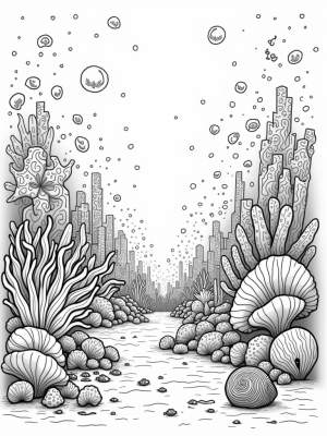 Dreamy Underwater Garden with Sea Anemones and Coral City