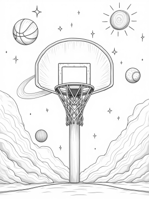 Galactic Basketball Hoop with a Comet