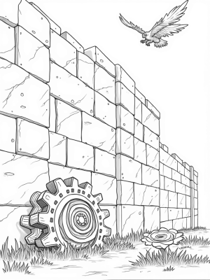 Enormous Stone Wall with Titan's Hand and Gear