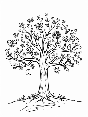 Four Seasons Tree with Sun and Moon