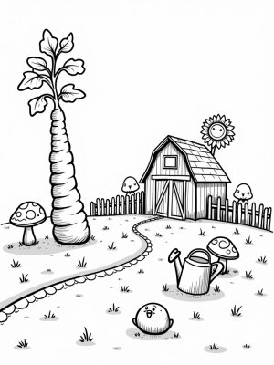Giant Carrot Farm with Sunflower Barn