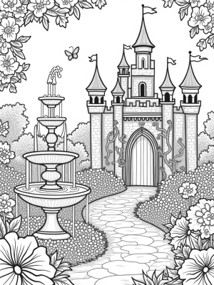 Royal Garden with Fountain and Glass Slipper