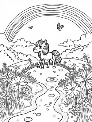 Majestic Pony in a Flower-Filled Meadow